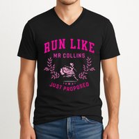 Run Like Mr.Collins Just Proposed Funny Books And Running V-Neck T-Shirt