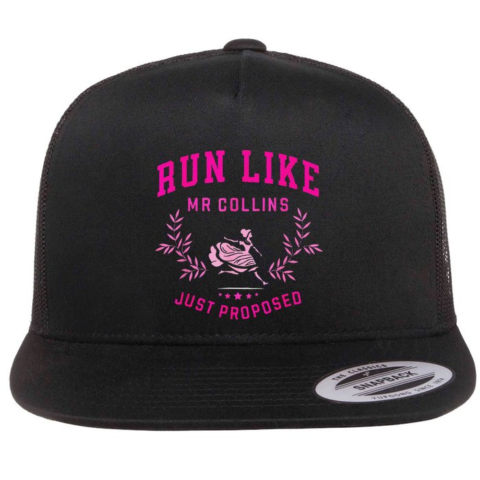 Run Like Mr.Collins Just Proposed Funny Books And Running Flat Bill Trucker Hat