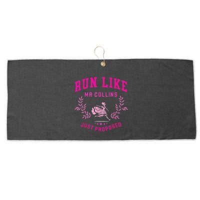 Run Like Mr.Collins Just Proposed Funny Books And Running Large Microfiber Waffle Golf Towel