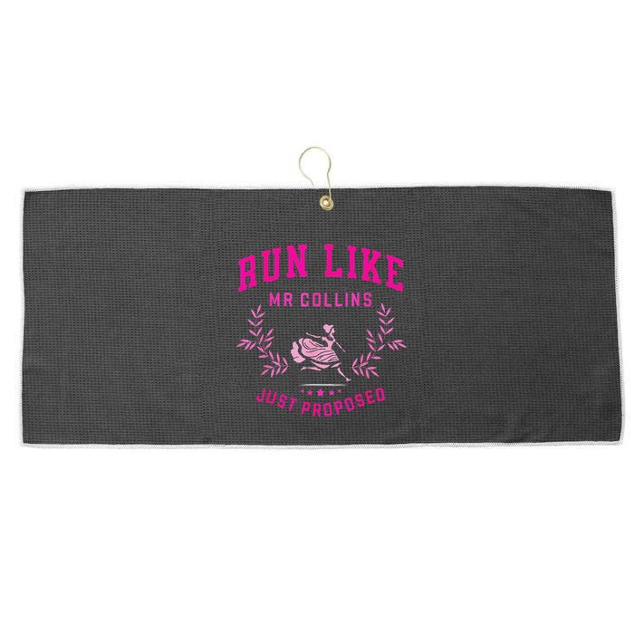 Run Like Mr.Collins Just Proposed Funny Books And Running Large Microfiber Waffle Golf Towel