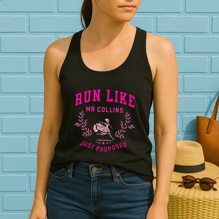 Run Like Mr.Collins Just Proposed Funny Books And Running Womens Tank Top