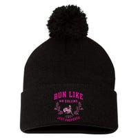 Run Like Mr.Collins Just Proposed Funny Books And Running Pom Pom 12in Knit Beanie