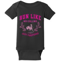 Run Like Mr.Collins Just Proposed Funny Books And Running Baby Bodysuit