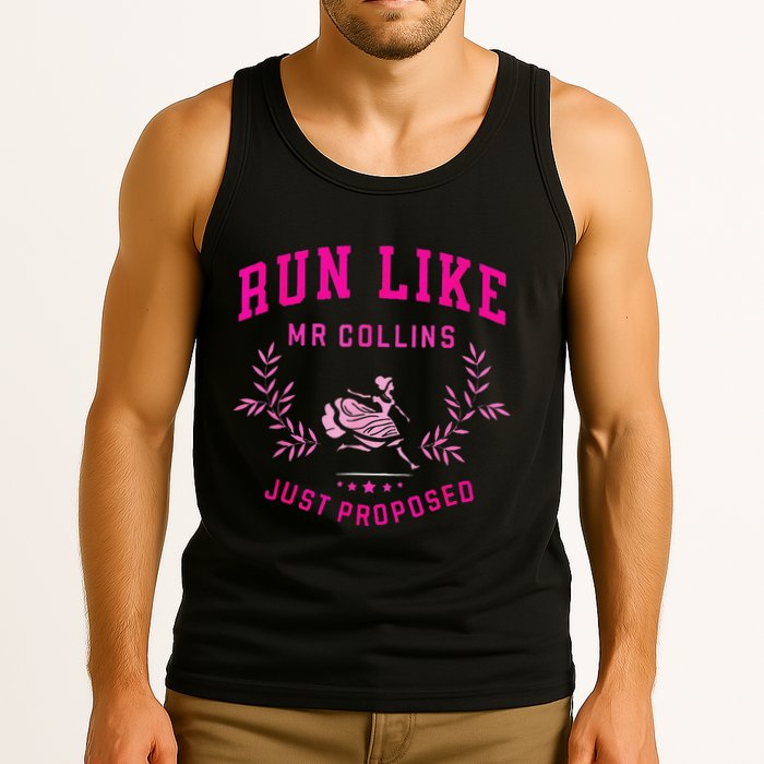Run Like Mr.Collins Just Proposed Funny Books And Running Tank Top
