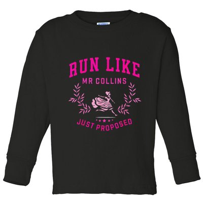 Run Like Mr.Collins Just Proposed Funny Books And Running Toddler Long Sleeve Shirt
