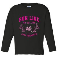 Run Like Mr.Collins Just Proposed Funny Books And Running Toddler Long Sleeve Shirt