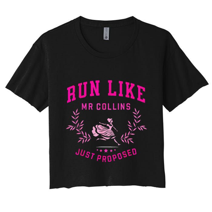 Run Like Mr.Collins Just Proposed Funny Books And Running Crop Top
