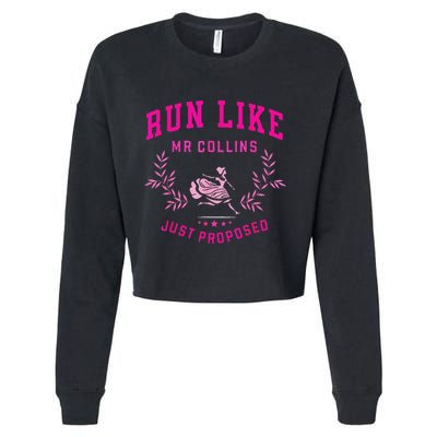 Run Like Mr.Collins Just Proposed Funny Books And Running Cropped Pullover Crew