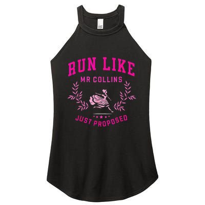 Run Like Mr.Collins Just Proposed Funny Books And Running Women's Perfect Tri Rocker Tank