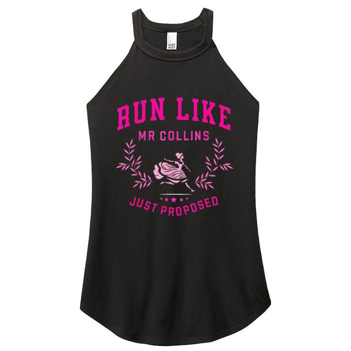 Run Like Mr.Collins Just Proposed Funny Books And Running Women's Perfect Tri Rocker Tank
