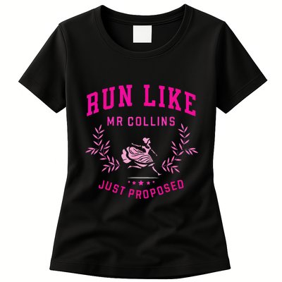 Run Like Mr.Collins Just Proposed Funny Books And Running Womens T-Shirt