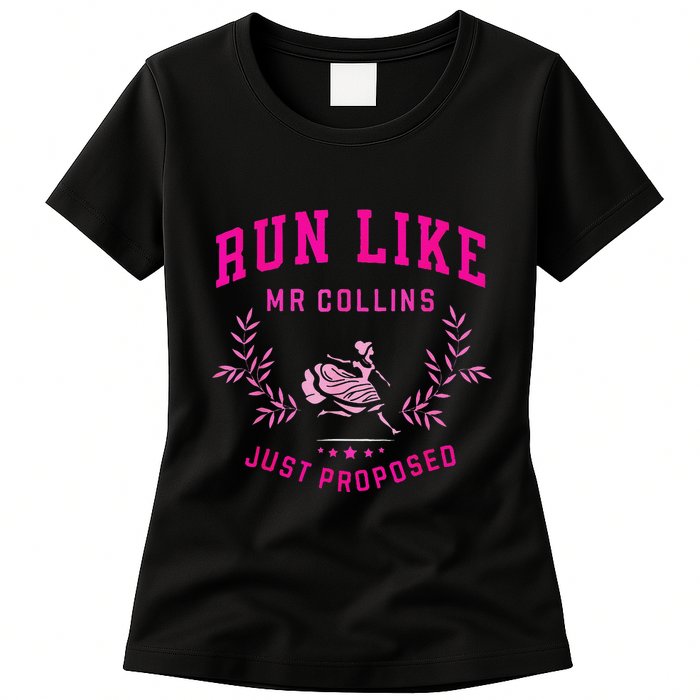 Run Like Mr.Collins Just Proposed Funny Books And Running Womens T-Shirt