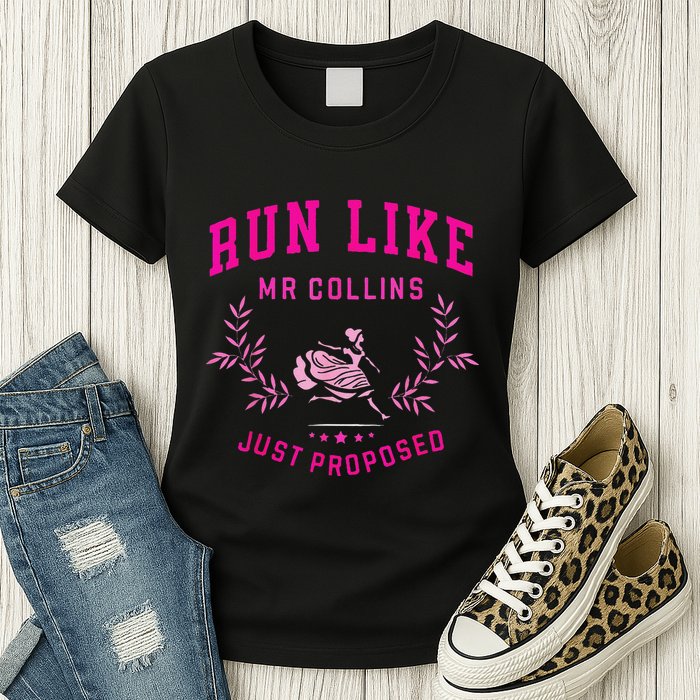Run Like Mr.Collins Just Proposed Funny Books And Running Womens T-Shirt