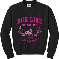 Run Like Mr.Collins Just Proposed Funny Books And Running Kids Sweatshirt