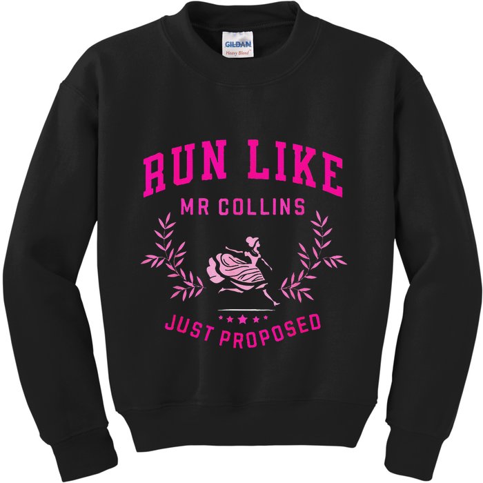 Run Like Mr.Collins Just Proposed Funny Books And Running Kids Sweatshirt