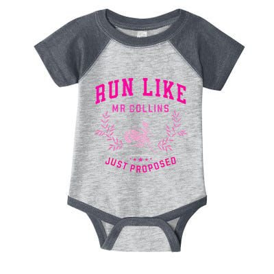 Run Like Mr.Collins Just Proposed Funny Books And Running Infant Baby Jersey Bodysuit