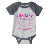 Run Like Mr.Collins Just Proposed Funny Books And Running Infant Baby Jersey Bodysuit