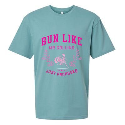 Run Like Mr.Collins Just Proposed Funny Books And Running Sueded Cloud Jersey T-Shirt