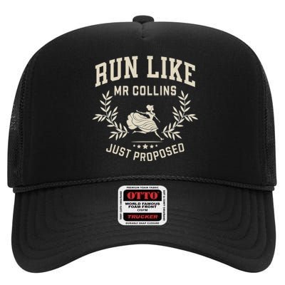 Run Like Mr Collins Just Proposed Funny Books And Running High Crown Mesh Back Trucker Hat