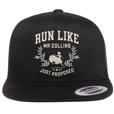 Run Like Mr Collins Just Proposed Funny Books And Running Flat Bill Trucker Hat