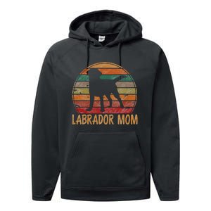 Retro Labrador Mom Dog Mother Pet Golden Black Lab Mama Performance Fleece Hoodie