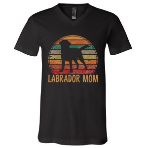 Retro Labrador Mom Dog Mother Pet Golden Black Lab Mama V-Neck T-Shirt