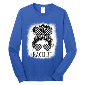 Race Life Messy Bun Funny Mom Bun Racing Racer Sunglasses Gift Long Sleeve Shirt