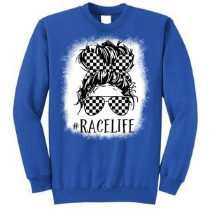 Race Life Messy Bun Funny Mom Bun Racing Racer Sunglasses Gift Sweatshirt