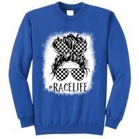 Race Life Messy Bun Funny Mom Bun Racing Racer Sunglasses Gift Sweatshirt