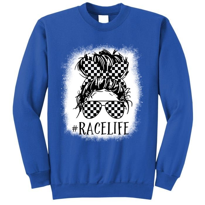 Race Life Messy Bun Funny Mom Bun Racing Racer Sunglasses Gift Sweatshirt