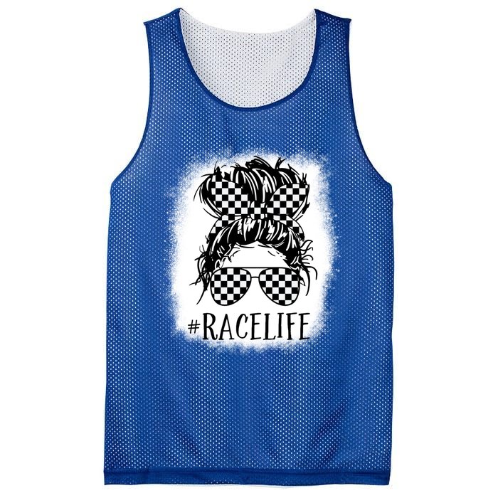 Race Life Messy Bun Funny Mom Bun Racing Racer Sunglasses Gift Mesh Reversible Basketball Jersey Tank