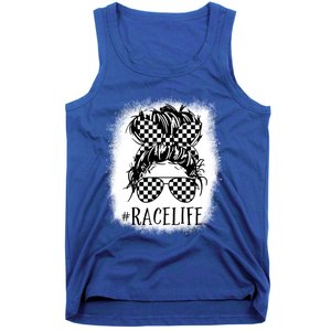 Race Life Messy Bun Funny Mom Bun Racing Racer Sunglasses Gift Tank Top