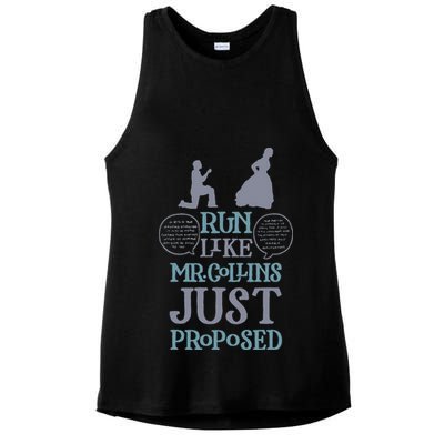 Run Like Mr. Collins Just Proposed Funny Books and Running Ladies PosiCharge Tri-Blend Wicking Tank