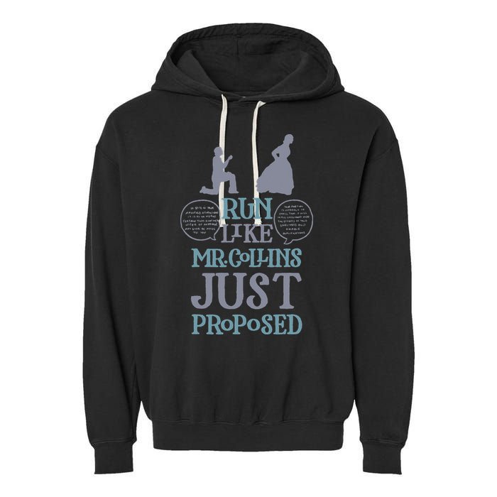 Run Like Mr. Collins Just Proposed Funny Books and Running Garment-Dyed Fleece Hoodie
