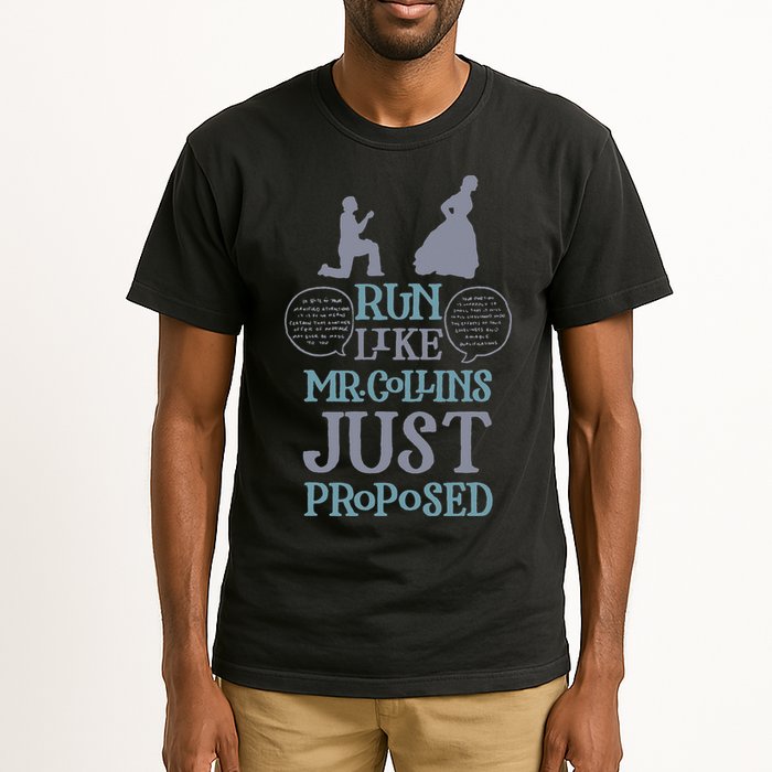 Run Like Mr. Collins Just Proposed Funny Books and Running Tall T-Shirt