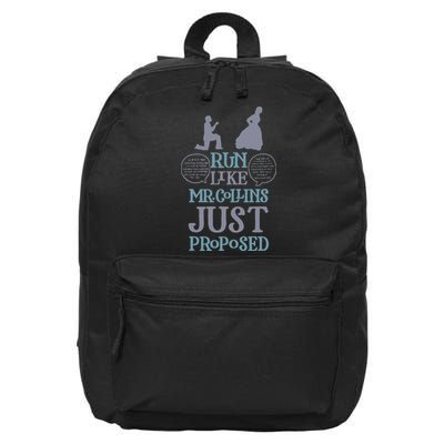 Run Like Mr. Collins Just Proposed Funny Books and Running 16 in Basic Backpack