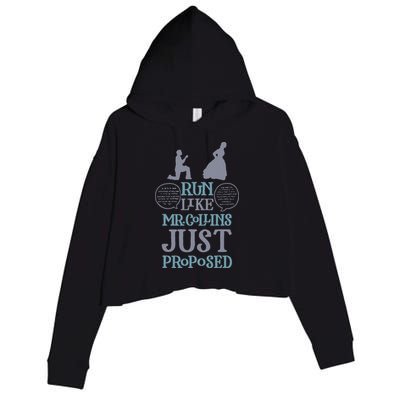 Run Like Mr. Collins Just Proposed Funny Books and Running Crop Fleece Hoodie