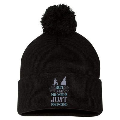 Run Like Mr. Collins Just Proposed Funny Books and Running Pom Pom 12in Knit Beanie