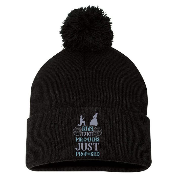 Run Like Mr. Collins Just Proposed Funny Books and Running Pom Pom 12in Knit Beanie