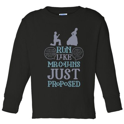 Run Like Mr. Collins Just Proposed Funny Books and Running Toddler Long Sleeve Shirt