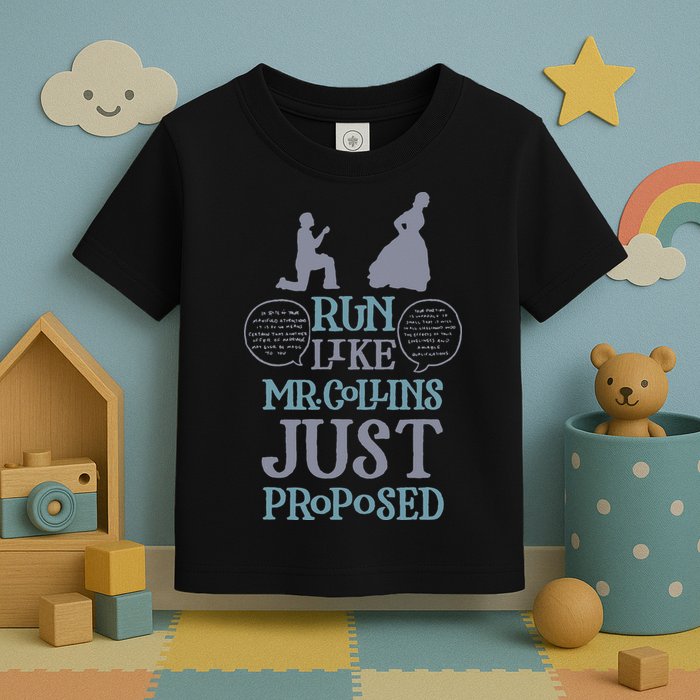 Run Like Mr. Collins Just Proposed Funny Books and Running Toddler T-Shirt