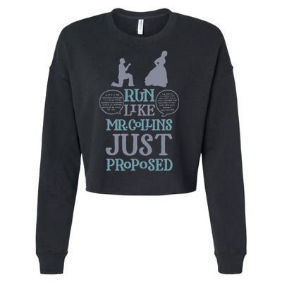 Run Like Mr. Collins Just Proposed Funny Books and Running Cropped Pullover Crew