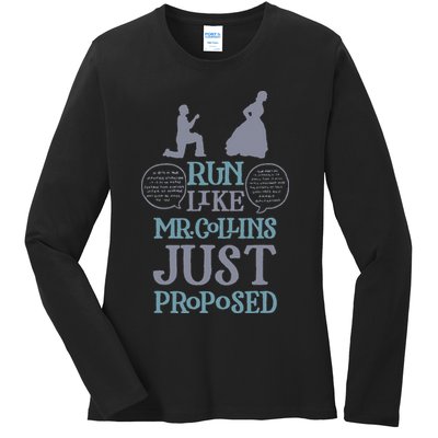 Run Like Mr. Collins Just Proposed Funny Books and Running Ladies Long Sleeve Shirt