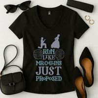 Run Like Mr. Collins Just Proposed Funny Books and Running Women's V-Neck T-Shirt