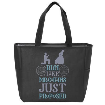 Run Like Mr. Collins Just Proposed Funny Books and Running Zip Tote Bag