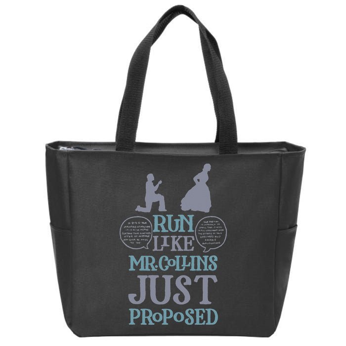 Run Like Mr. Collins Just Proposed Funny Books and Running Zip Tote Bag