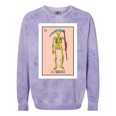 Retro La Muerte Lottery Card The Death Card Mexican Lottery Colorblast Crewneck Sweatshirt