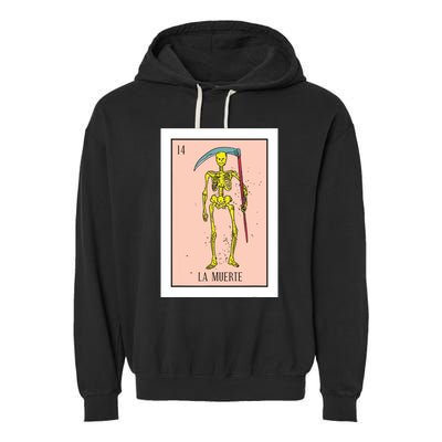 Retro La Muerte Lottery Card The Death Card Mexican Lottery Garment-Dyed Fleece Hoodie