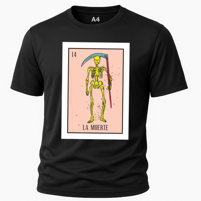 Retro La Muerte Lottery Card The Death Card Mexican Lottery Cooling Performance Crew T-Shirt