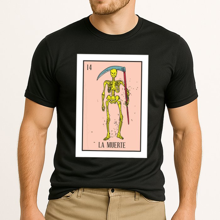 Retro La Muerte Lottery Card The Death Card Mexican Lottery Cooling Performance Crew T-Shirt